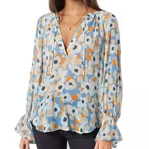 Joie Long Sleeve Peasant Top Floral Fields Size M